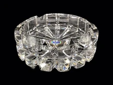 Vintage Crystal Clear Glass Cigar Cigarette Ashtray Chunky Heavy 5 in.