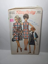 Simplicity 8155 Size 12 Coat Dress Uncut 1969