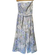 H M Women  s Jumpsuit Floral Wide Leg Crop Sleeveless Sweetheart Neck Size 4