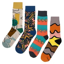 NWT Abstract Pattern #2 Dress Socks 4 Pack Novelty Men 8-12 Crazy Fun Sockfly
