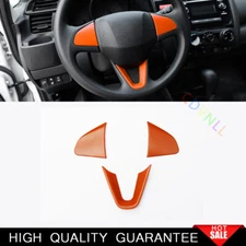 For Honda Fit/Jazz 2014-2020 ABS Orange Car Steering Wheel Strip Cover Trim 3PCS