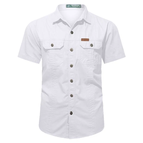 Hombres Camisas de Verano Camisas de Manga Corta Informales Camisa de Playa con Botones con Bolsillo - Imagen 49 de 54
