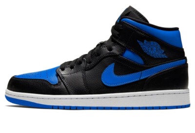 US 9 EU 42,5 AIR JORDAN 1 MID BLACK / HYPER ROYAL-WHITE  NEU 100 % ORIGINAL !!!