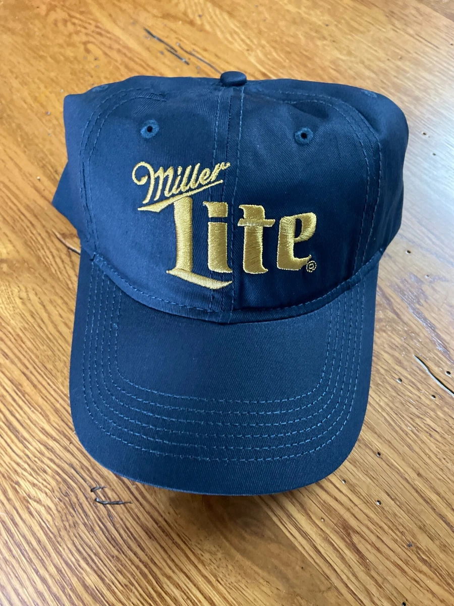 Miller Lite Beer Logo Navy Blue Gold Adjustable Beer Hat H3