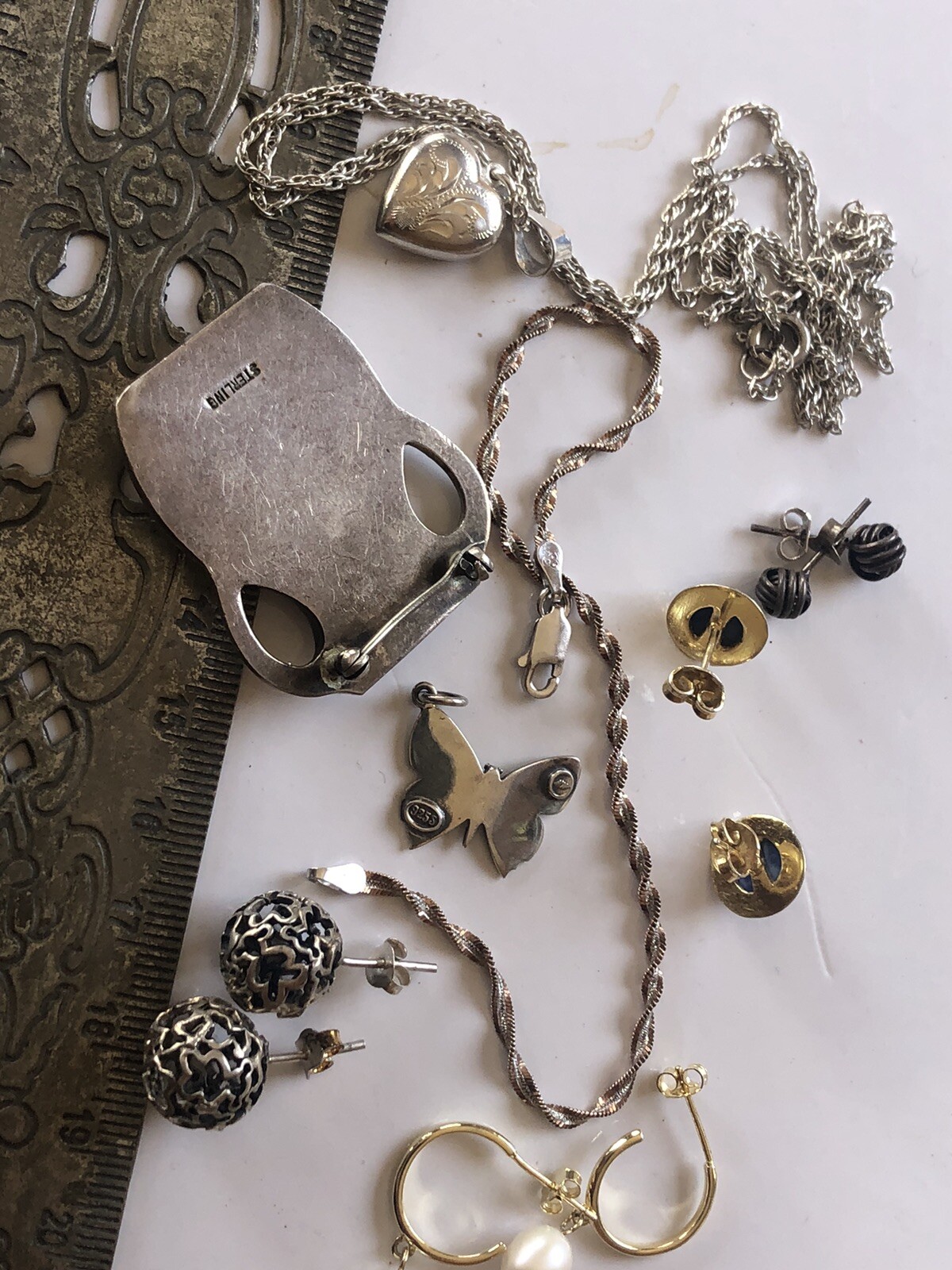 Small Lot Sterling Silver Jewelry Vase Brooch Can Be Used,Holds Flowers