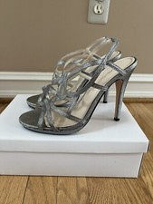 CAPARROS SANDALS High Heel Silver Mercury Glimmer WEDDING PROM Size 10