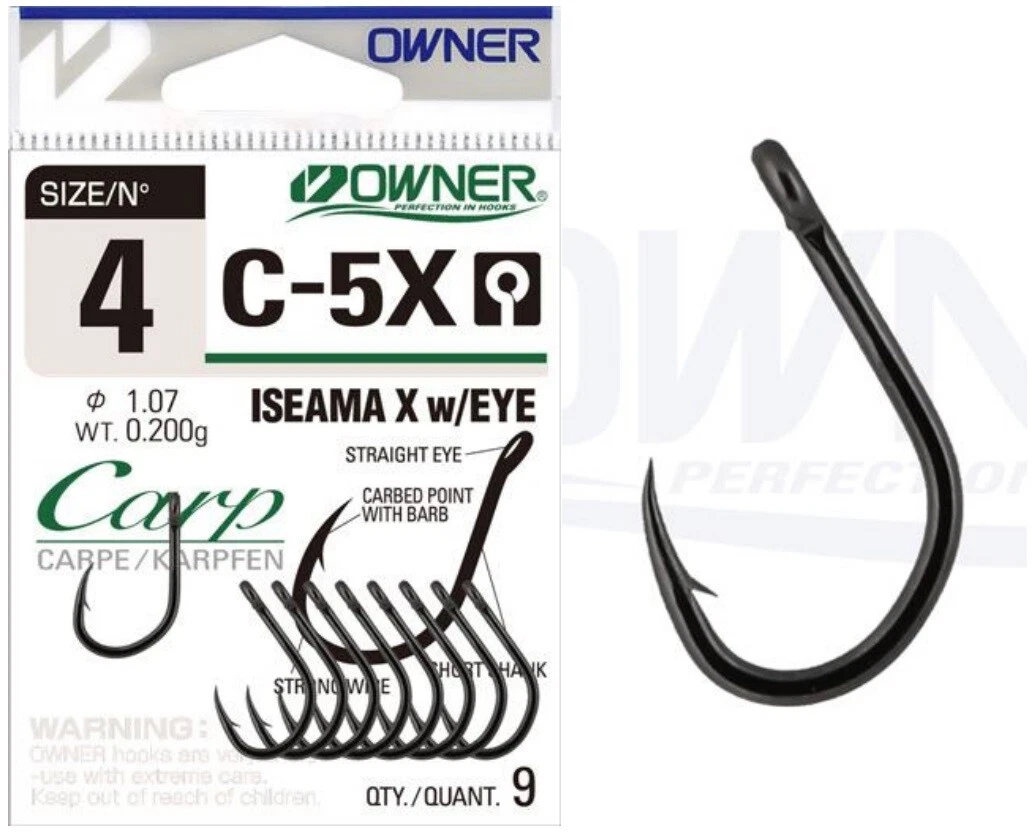 Owner C-5X Carp Hooks X-Strong Iseama w/Eye 53269 Fishing Hook C5X