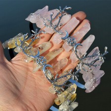 Quartz Tiara Tripple Goddess Crystal Tiara Witch Headpiece Elf Tiara Fairy Crown