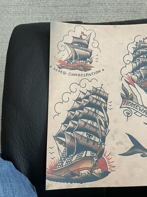 1R Designed By Sailor Jerry Tattoo flash art sheet (lot #178