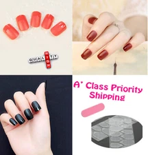 24pcs French Black Red Light Red Manicure Matte False Nail Full Cover Fast