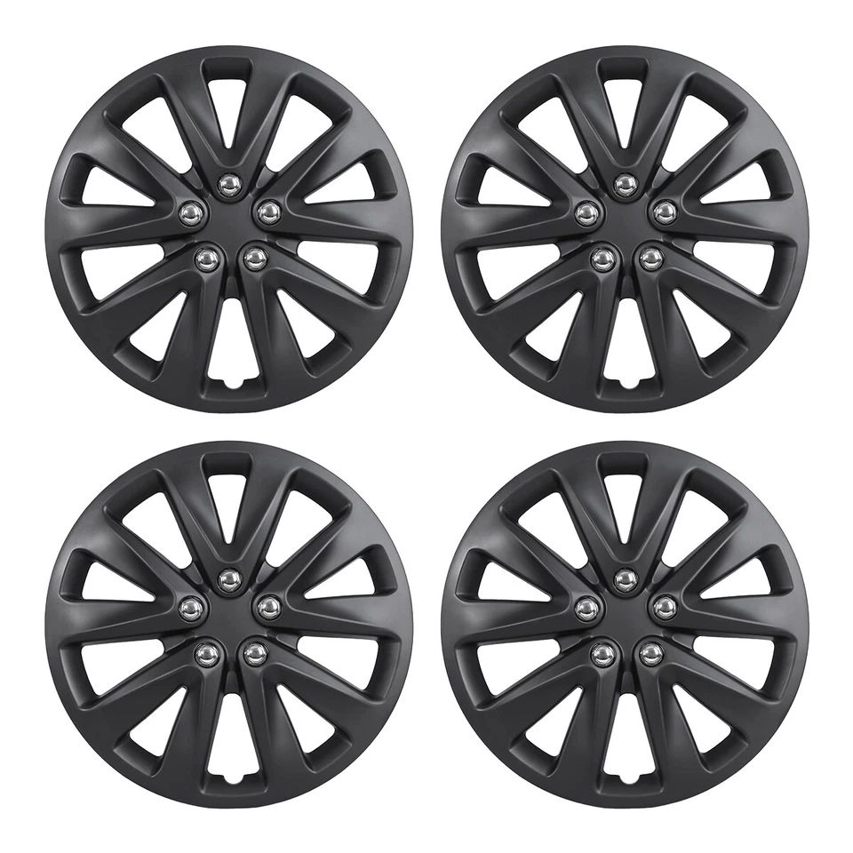 16" 4pcs Wheel Covers Snap On Full Hub Caps For 2009-2013 Dodge Journey Black Foto 2 de 4