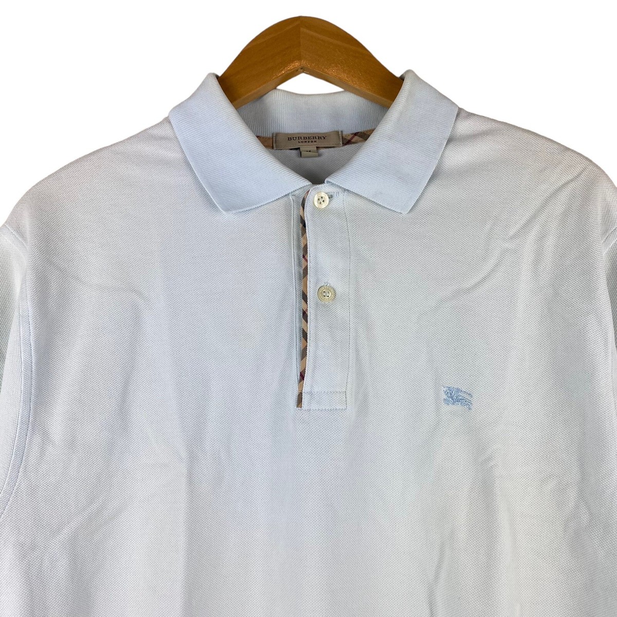 BURBERRY ライトブルーポロシャツ M Burberry Mens Light Blue Polo Shirt Short Sleeve Size M Nova