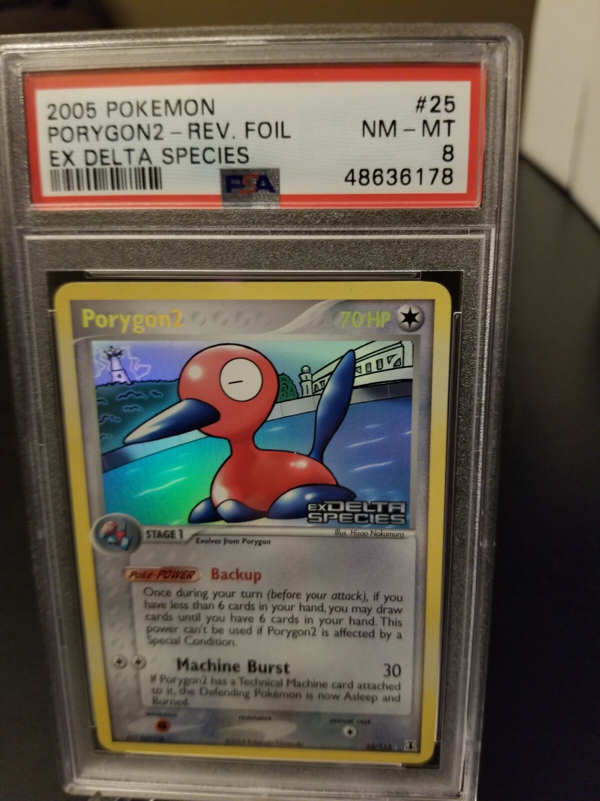 PSA 8 2005 Pokemon Ex Delta Species #25 Porygon2 REVERSE FOIL #25/113
