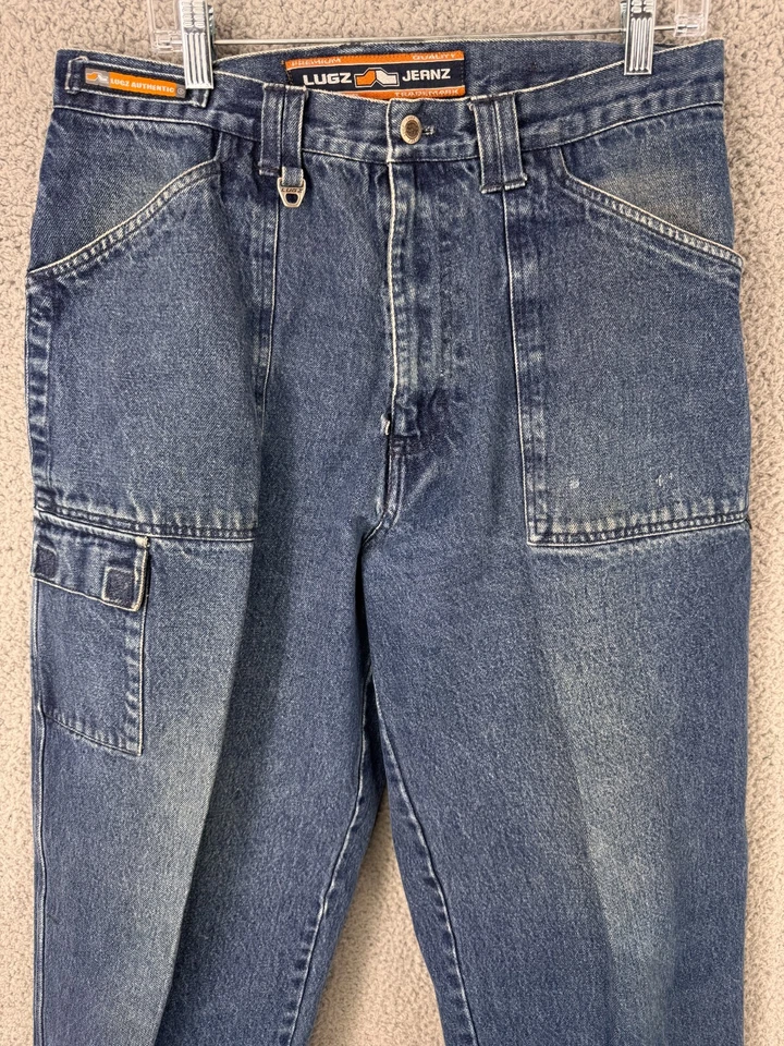Vintage Lugz Jeans Mens 34 Blue Baggy Wide Leg Logo Y2K Skater Pants Cargo - Image 2 of 4