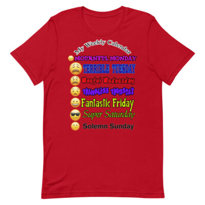 My Weekly Emoji Calendar Short-Sleeve Unisex 100% Cotton T-Shirt