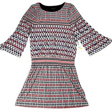 Laundry Shelli Segal Dress Womens Medium Geometric Stretch Dropped Waist NEW