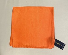 100 SILK Club Room Men's Orange Solid Hanky Pocket Square Handkerchief NWTags