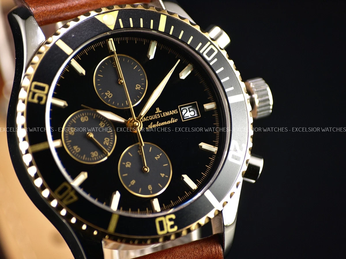 Montre Homme Jacques Lemans 42 mm Suisse 7750 Automatique Chrono Bracelet Edox S