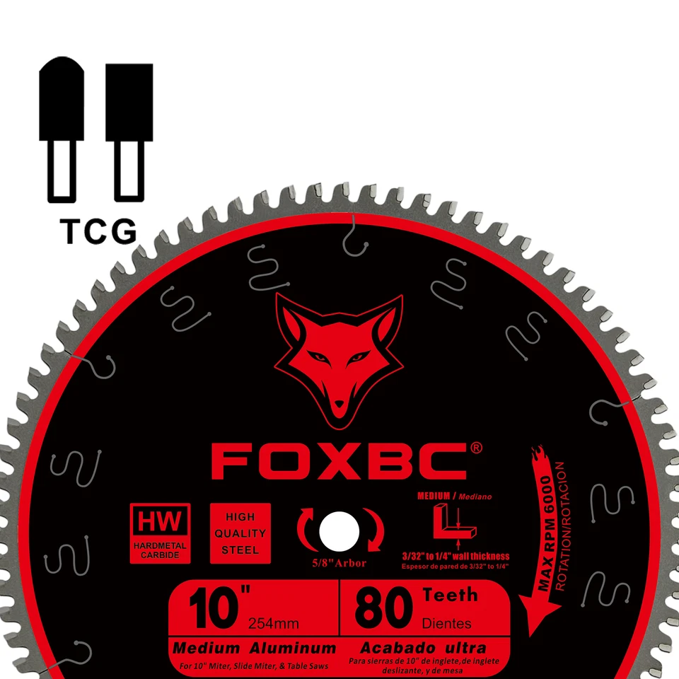 10-Inch Saw Blade 80-Tooth TCG for Aluminum and Non-Ferrous Metal Cutting  - Image 2 of 4