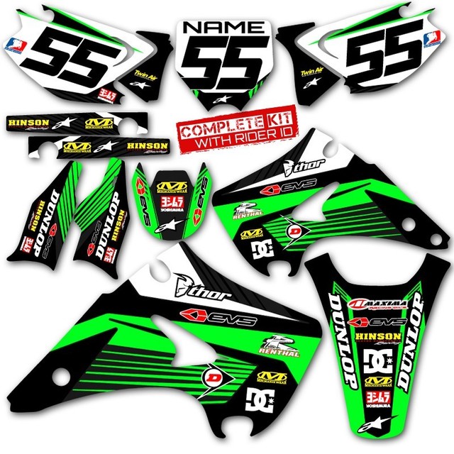 2004 2005 KXF 250 GRAPHICS KAWASAKI KX250F KX250F RIDGELINE GREEN / GREY DECAL eBay
