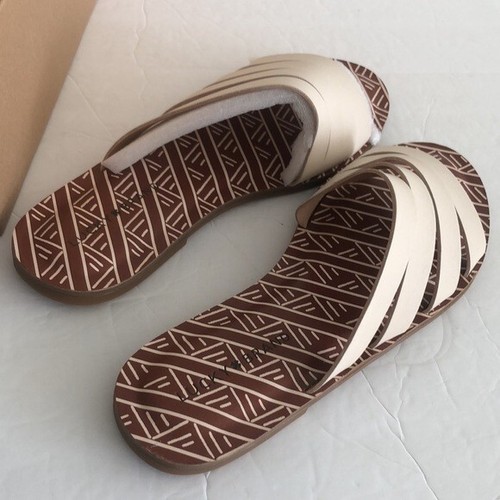 Lucky Brand Leather Anika Slide Sandals Flip Flops White Natural Sz-8.5M NEW - Picture 9 of 13