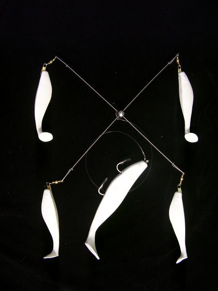 15" WHITE Umbrella Rig/ Striper Fishing Lures - Image 1