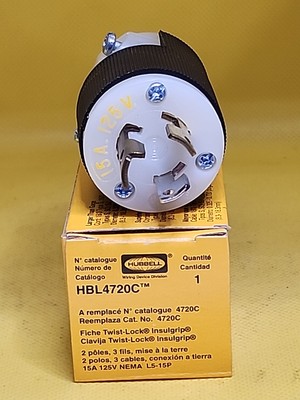 BOX OF 10 NEW! HUBBELL HBL4720C PLUG TWIST-LOCK 2 POES 15A 125V INSULGRIP [2ES1]
