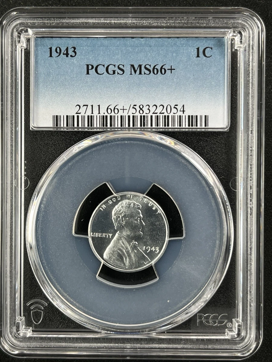 PCGS Certified MS 66 Graded 1943 Year Lincoln Wheat US Small Cents