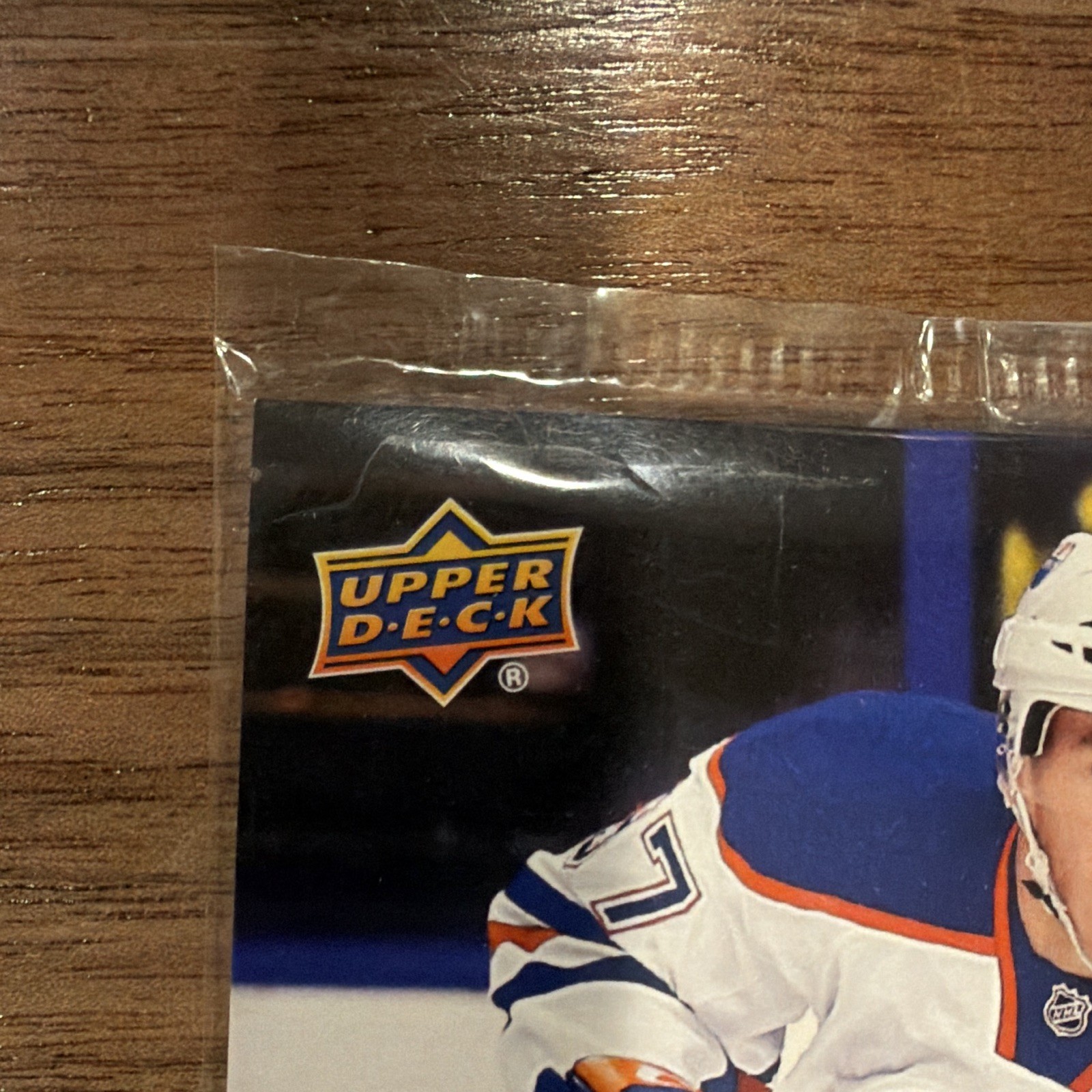 Upper Deck 2015-16 Young Guns Connor McDavid Rookie #201 Oilers jumbo in wrapper view 4