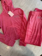 Juicy Couture Size XL Pink Party Bling Tracksuit Hoodie Pants Rare