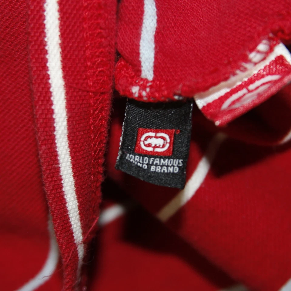 Polo Ecko Unltd Niños Rojo Rayas Manga Corta Talla Grande Y2K Retro Foto 4 de 4