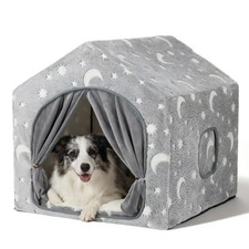 Indoor Dog House, Night-Luminous Star Dog Tent with Frame, Washable Dog Cave ...