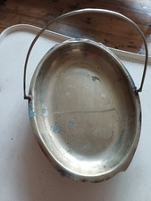 Vintage silver-plated serving dish, referred to as a swing-handle basket