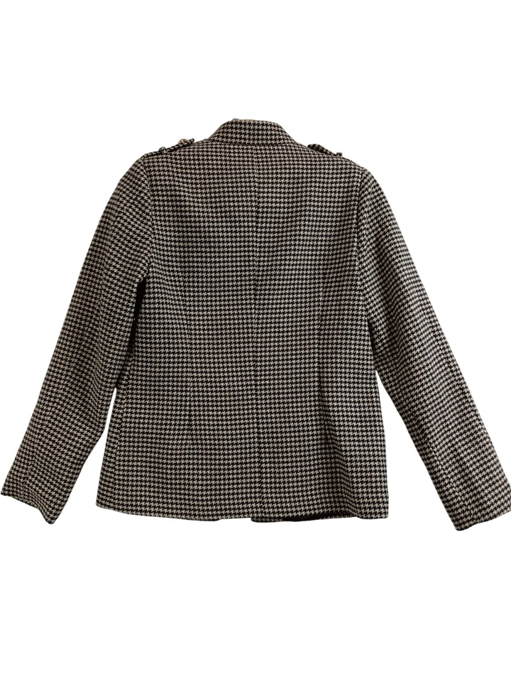 Mint Velvet Brown Check Military Jacket Women's S Gold Button Houndstooth BNWT - Image 2 of 4