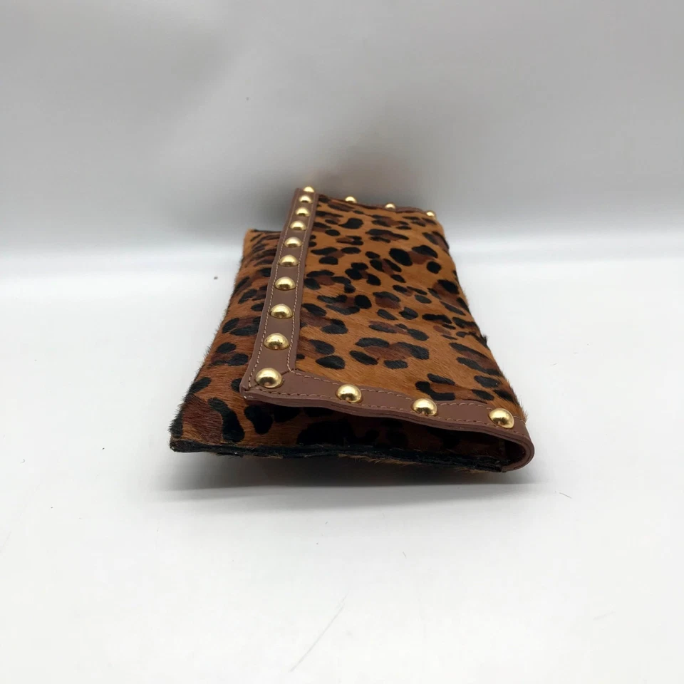 Bolso de Mano Beverly Feldman Marrón Tachonado Estampado Leopardo Foto 3 de 4