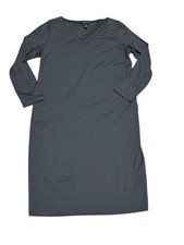 Eileen Fisher Long Sleeve V-Neck Gray Dress Size PP Petite Women’s