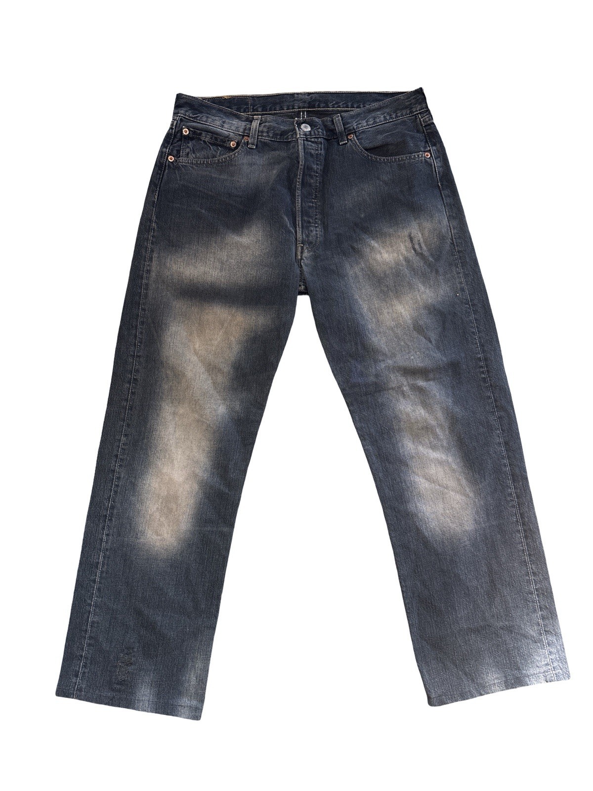 Levi’s 501 Herren Jeans W34 L36 Dark Black Grey Vintage Wash Straight 00501-0164