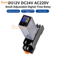 Adjustable Digital Time Relay Cycle Time Delay Relay w/ Base DC12V 24V AC220V