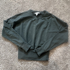Athleta Green Fleece Pullover Sweatshirt Women's Size XS Crew Neck Long Sleeve
