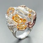 Unique ring Natural Citrine Ring 925 Sterling Silver Size 8.5 /R458078