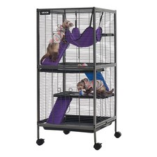 VEVOR Metal Small Animal Cage 113cm 4-Tier Rolling Ferret Cage Hammock Ramp Tray