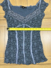 Vtg Y2K Ann Ferriday Lace Stretch Corset Top Fairy Romantic Blue M Whimsigoth