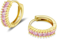 Small Gold Hoop Earrings for Women 14K Real Gold Plated Mini Cartilage Hypoaller