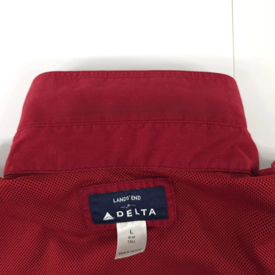 LANDS END DELTA MEN'S SHIRT SIZE L TALL 42 44 RED BUTTON UP POCKETS VENTED AS-IS - Image 4 of 4