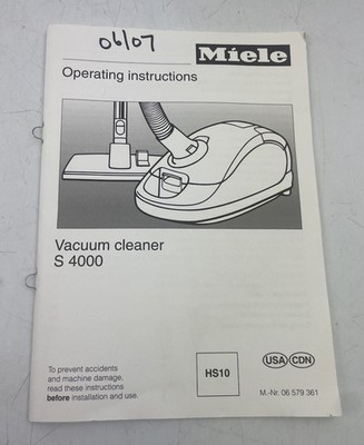   MIELE Vacuum Cleaner Operating Instructions Manual S4000 User Guide Book  