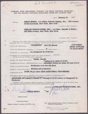 DINAH SHORE - CONTRACT SIGNED 01/27/1967