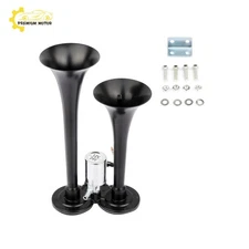 Dual Trumpet Deep LOUD Train Air Horn Kit 12 Volt Metal 12V 135DB