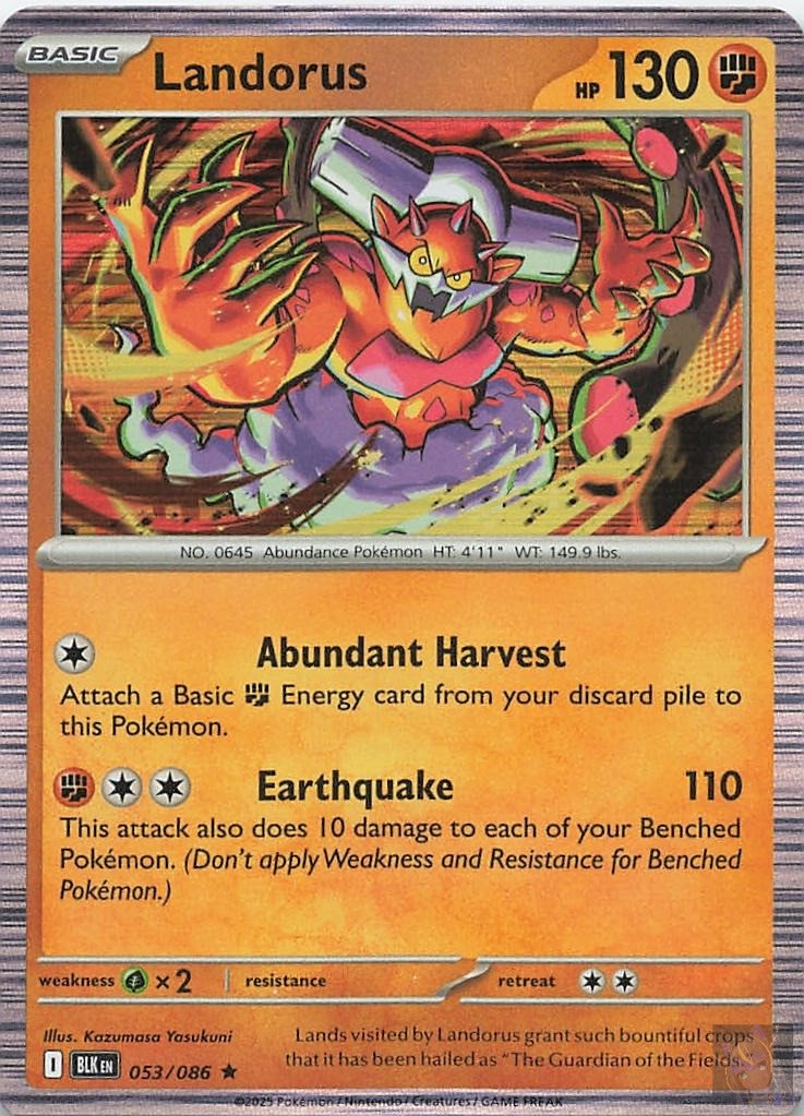 Landorus 053/086 Black Bolt Pokemon Reverse Holo Lightly Played