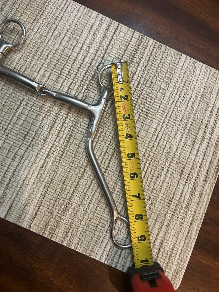 Broca de caballo occidental de caña larga de 9” Snaffle de acero inoxidable Trammell ~ boca de 5” Foto 4 de 4