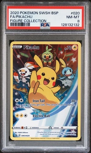 2020 POKEMON SWSH PROMO FIGURE COLLECTION #020 FULL ART/PIKACHU PSA 8